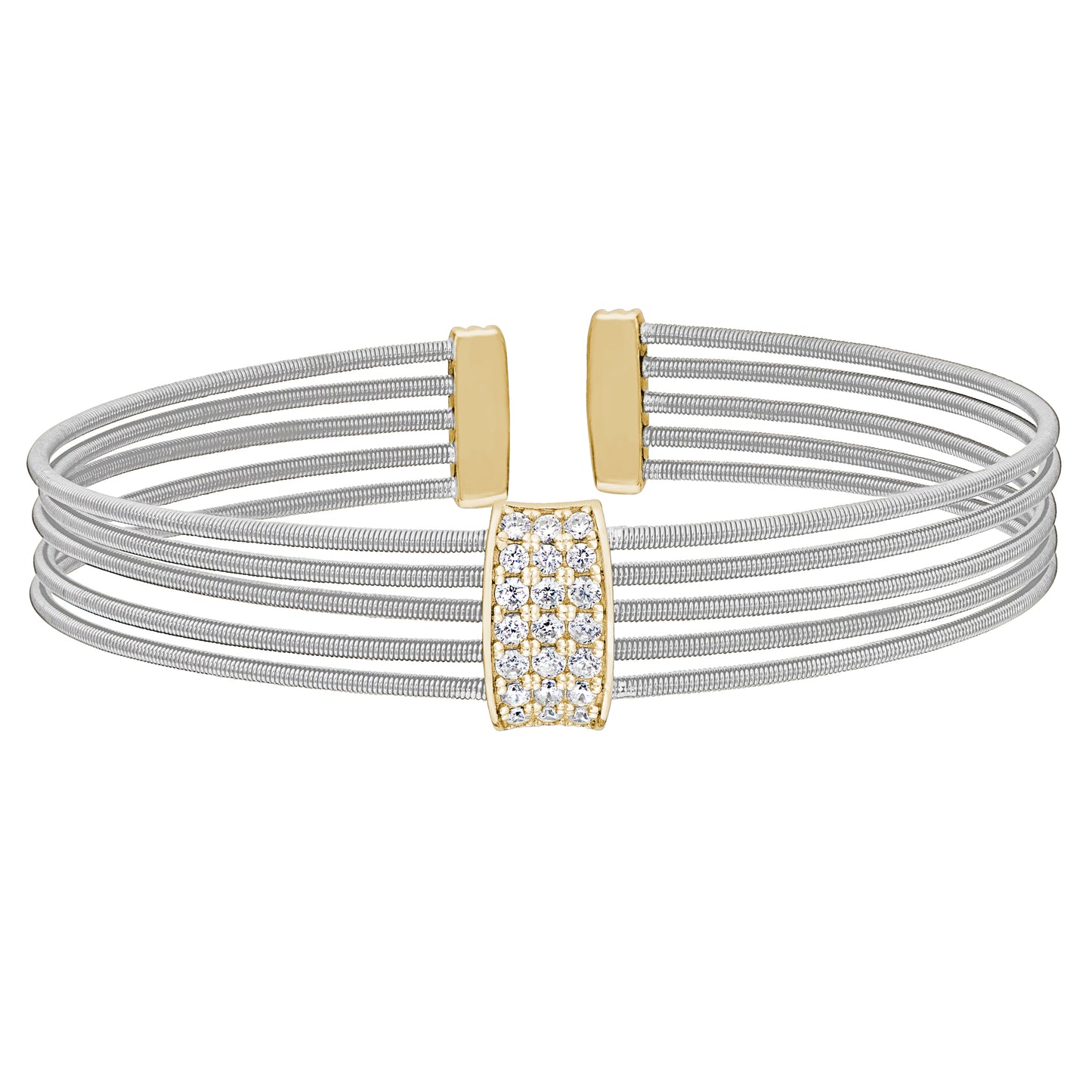 Multi Cable Cuff Bracelet with Three Row Barrell (LL7033B-RH-G)