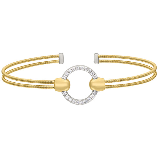 Two Cable Cuff Bracelet with Open Circle   (LL7035B-G-RH)