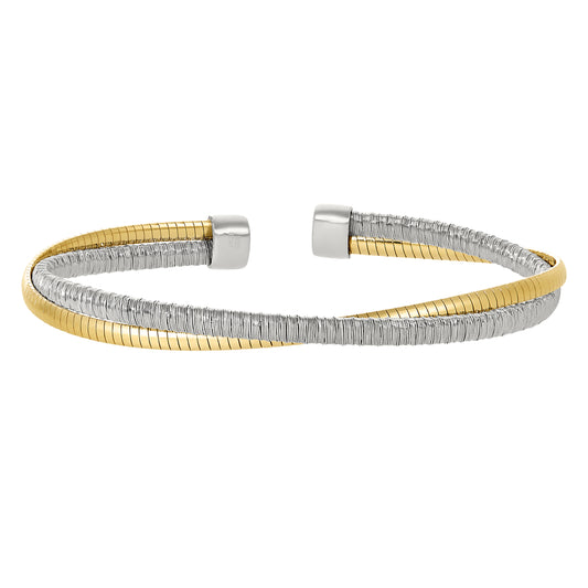 Two Color Omega Twist Cuff Bracelet   (LL7038B-RH-G)