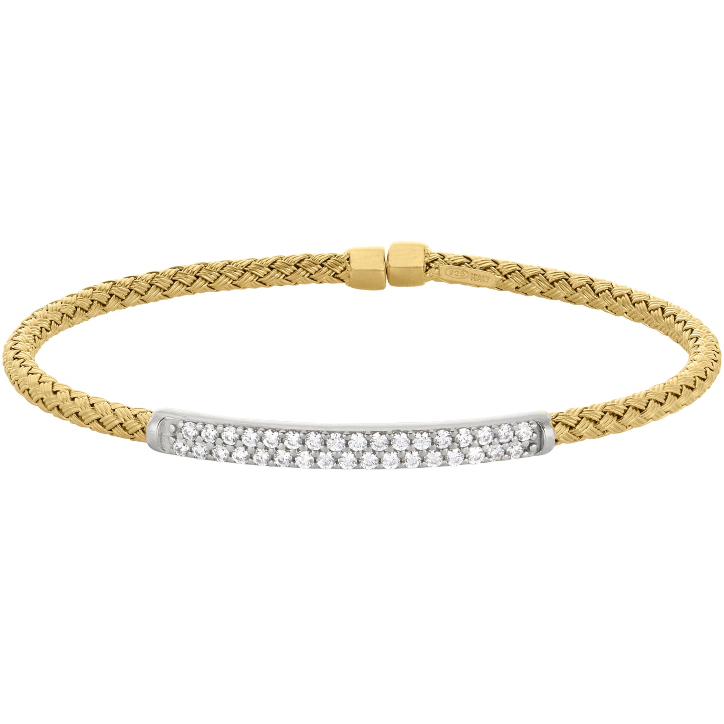 Basketweave Cuff Bracelet with Central Bar (LL7045B-G-RH)