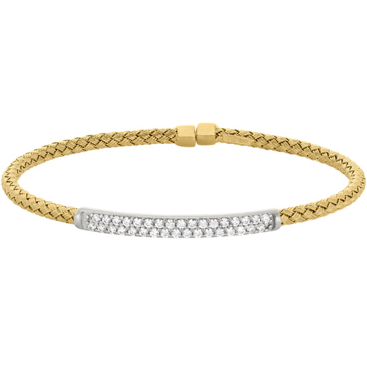 Basketweave Cuff Bracelet with Central Bar   (LL7045B-G-RH)