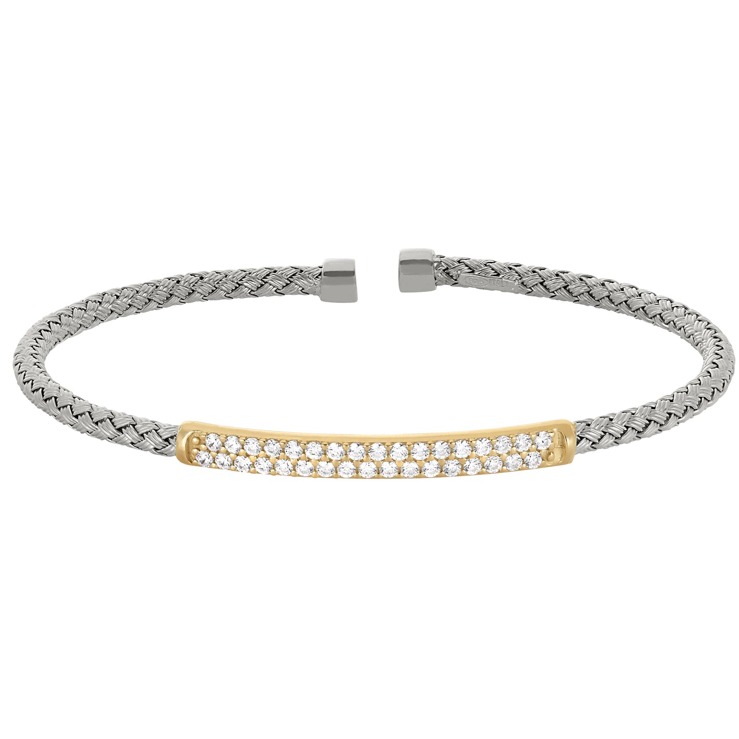 Basketweave Cuff Bracelet with Central Bar   (LL7045B-RH-G)