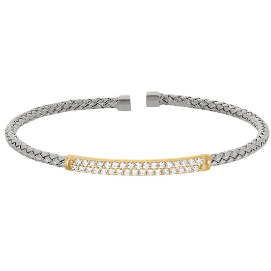 Basketweave Cuff Bracelet with Central Bar   (LL7045B-RH-G)