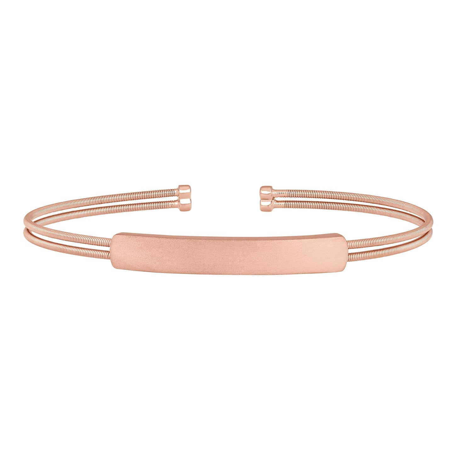 Two Cable Cuff Bracelet with Engravable Name Plate (LL7050B-RG)