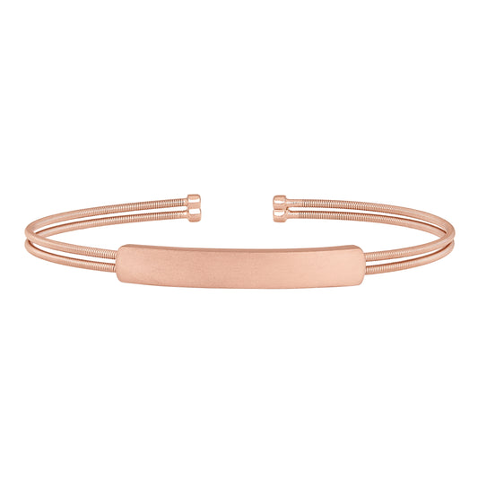 Two Cable Cuff Bracelet with Engravable Name Plate   (LL7050B-RG)