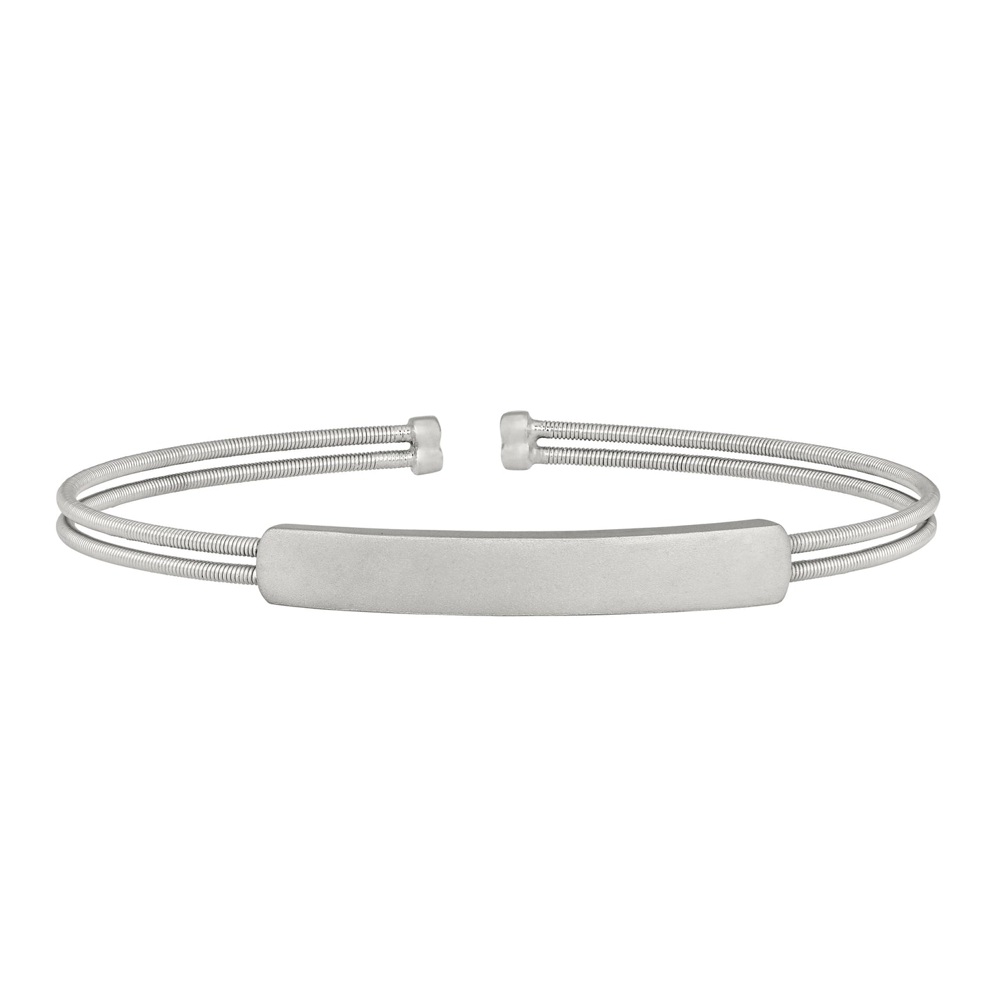 Two Cable Cuff Bracelet with Engravable Name Plate (LL7050B-RH)
