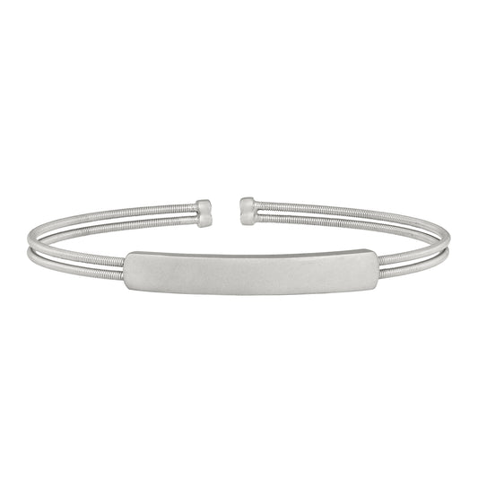 Two Cable Cuff Bracelet with Engravable Name Plate   (LL7050B-RH)