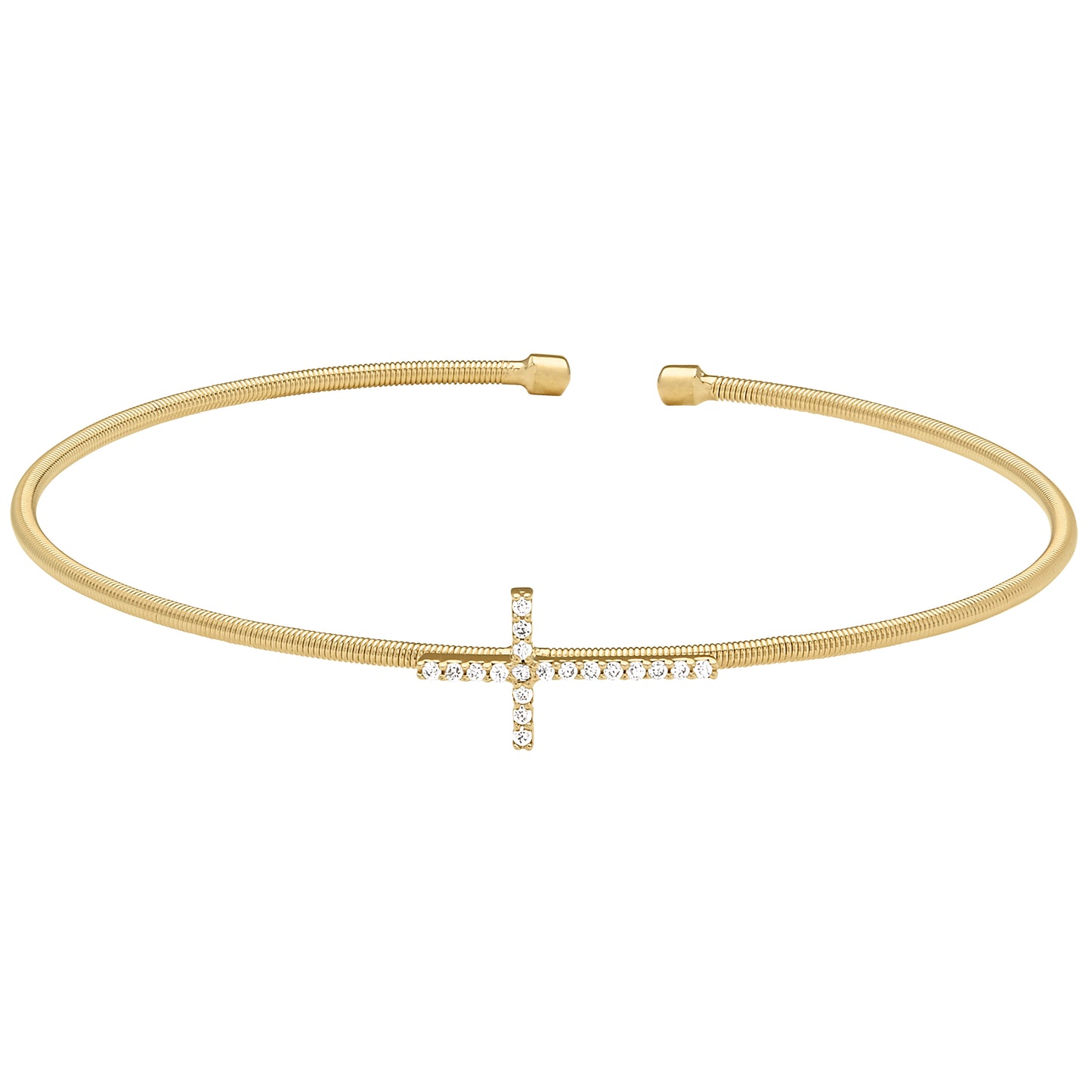 Single Cable Cuff Bracelet with Cross (LL7056B-G)