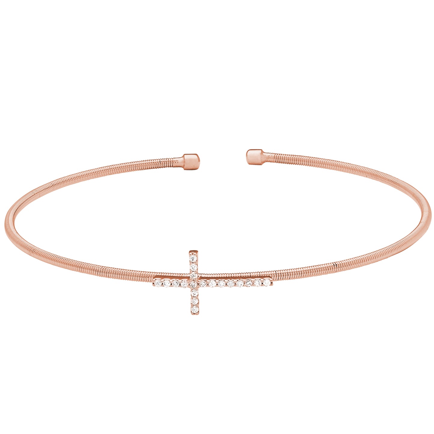 Single Cable Cuff Bracelet with Cross (LL7056B-RG)