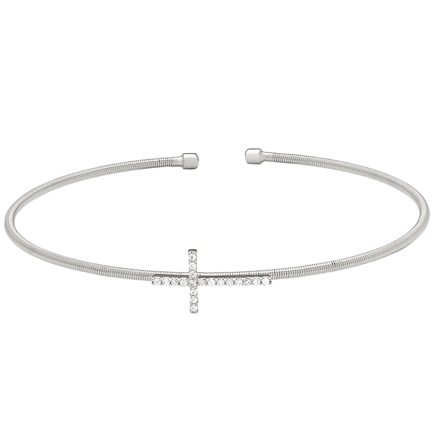 Single Cable Cuff Bracelet with Cross (LL7056B-RH)