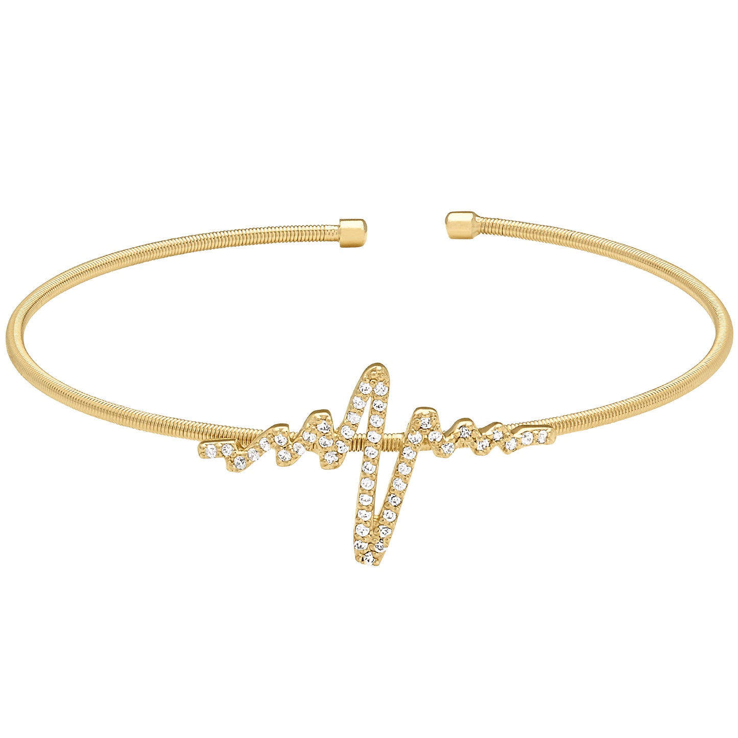 Single Cable Cuff Bracelet with Heartbeat (LL7058B-G)