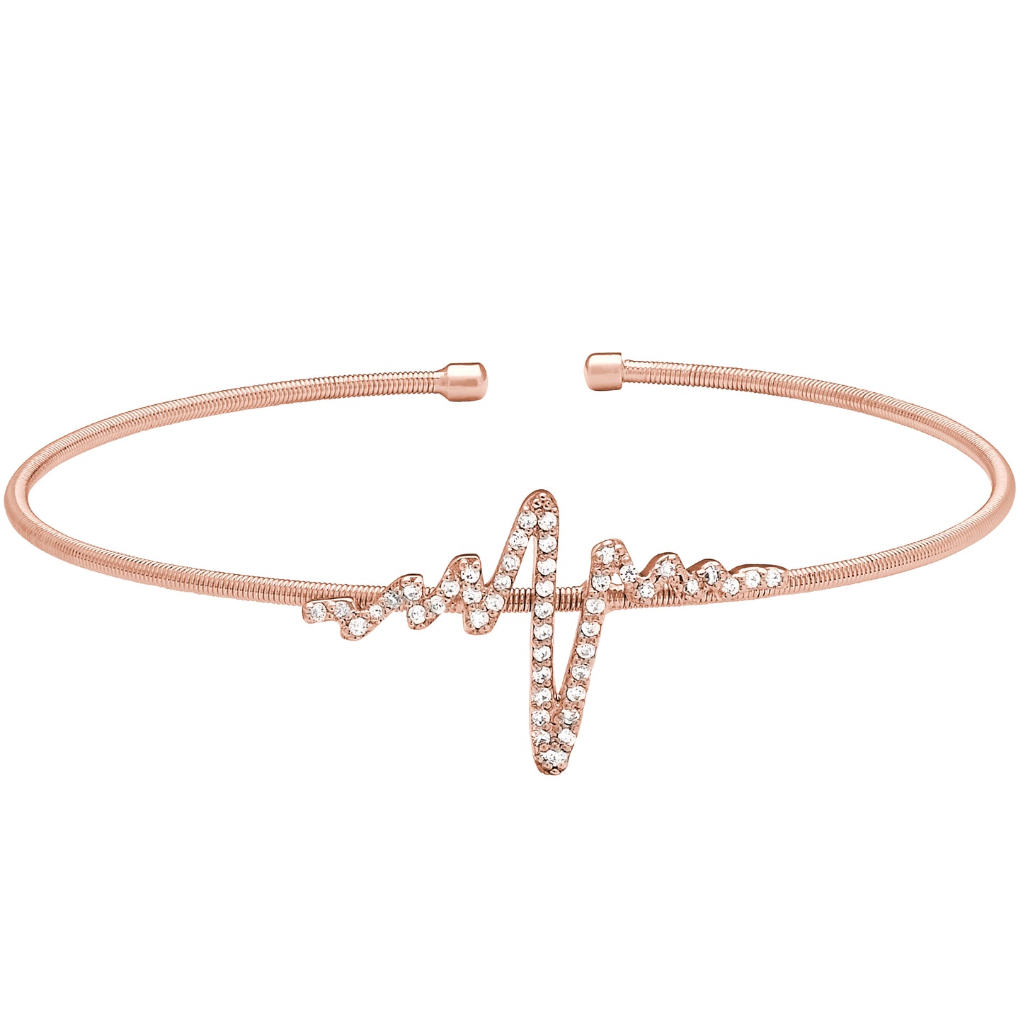 Single Cable Cuff Bracelet with Heartbeat (LL7058B-RG)
