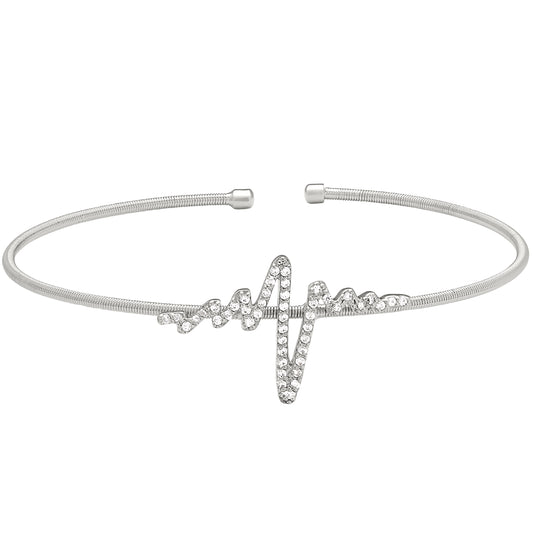 Single Cable Cuff Bracelet with Heartbeat   (LL7058B-RH)