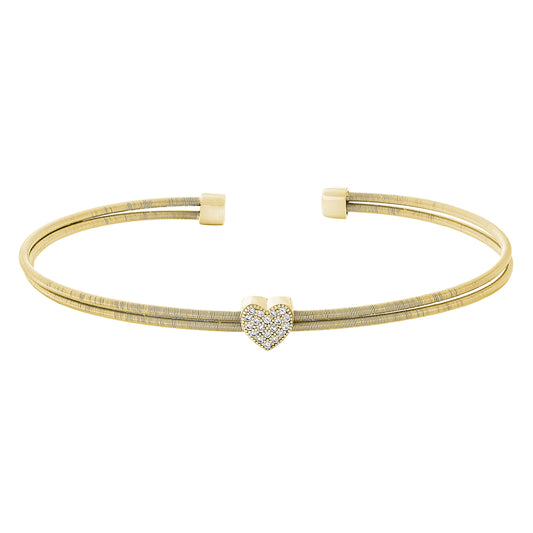 Two Cable Cuff Bracelet with Heart   (LL7061B-G)