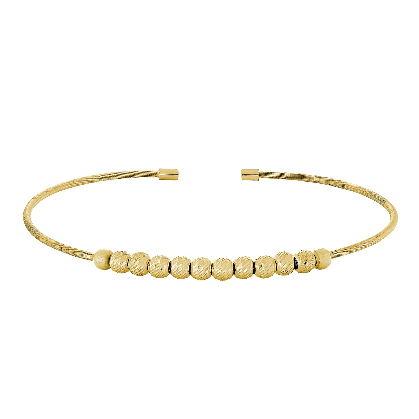 Single Cable Cuff Bracelet with Spinning Beads (LL7064B-G)