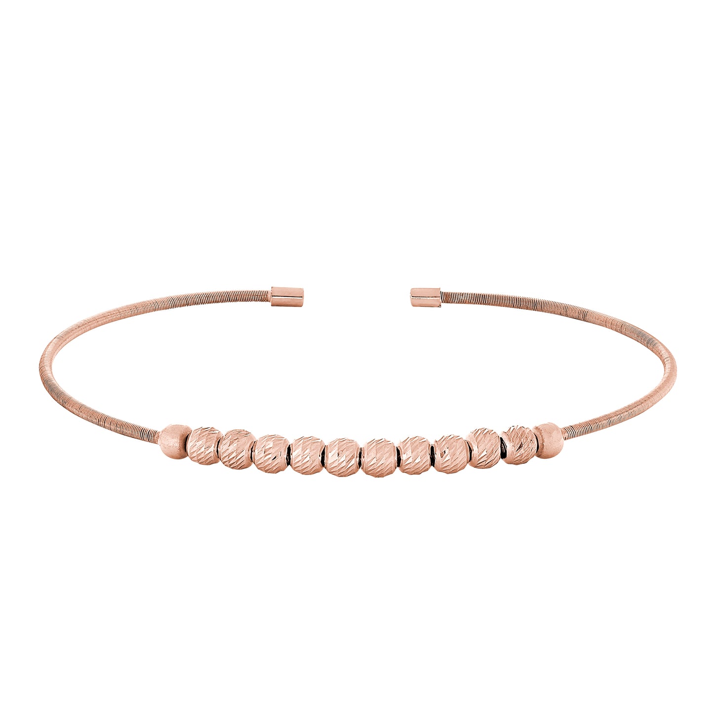 Single Cable Cuff Bracelet with Spinning Beads (LL7064B-RG)