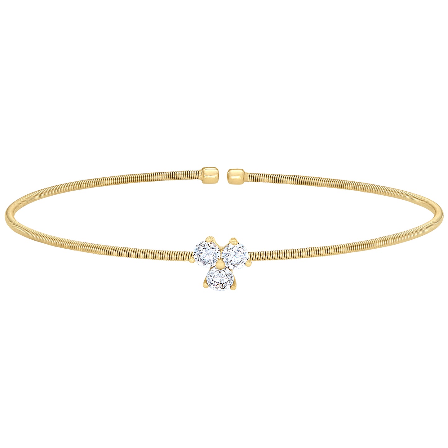 Single Cable Cuff Bracelet with Three Stone Design (LL7066B-G)