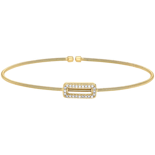 Single Cable Cuff Bracelet with Open Rectangle   (LL7067B-G)