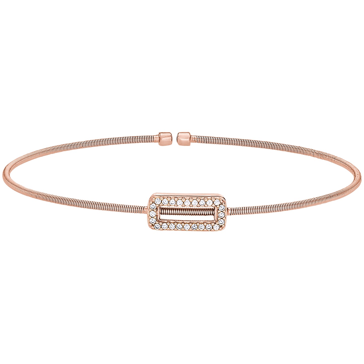 Single Cable Cuff Bracelet with Open Rectangle (LL7067B-RG)