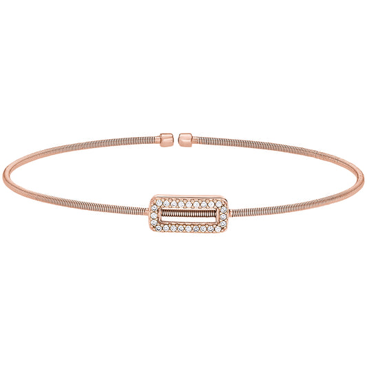 Single Cable Cuff Bracelet with Open Rectangle   (LL7067B-RG)