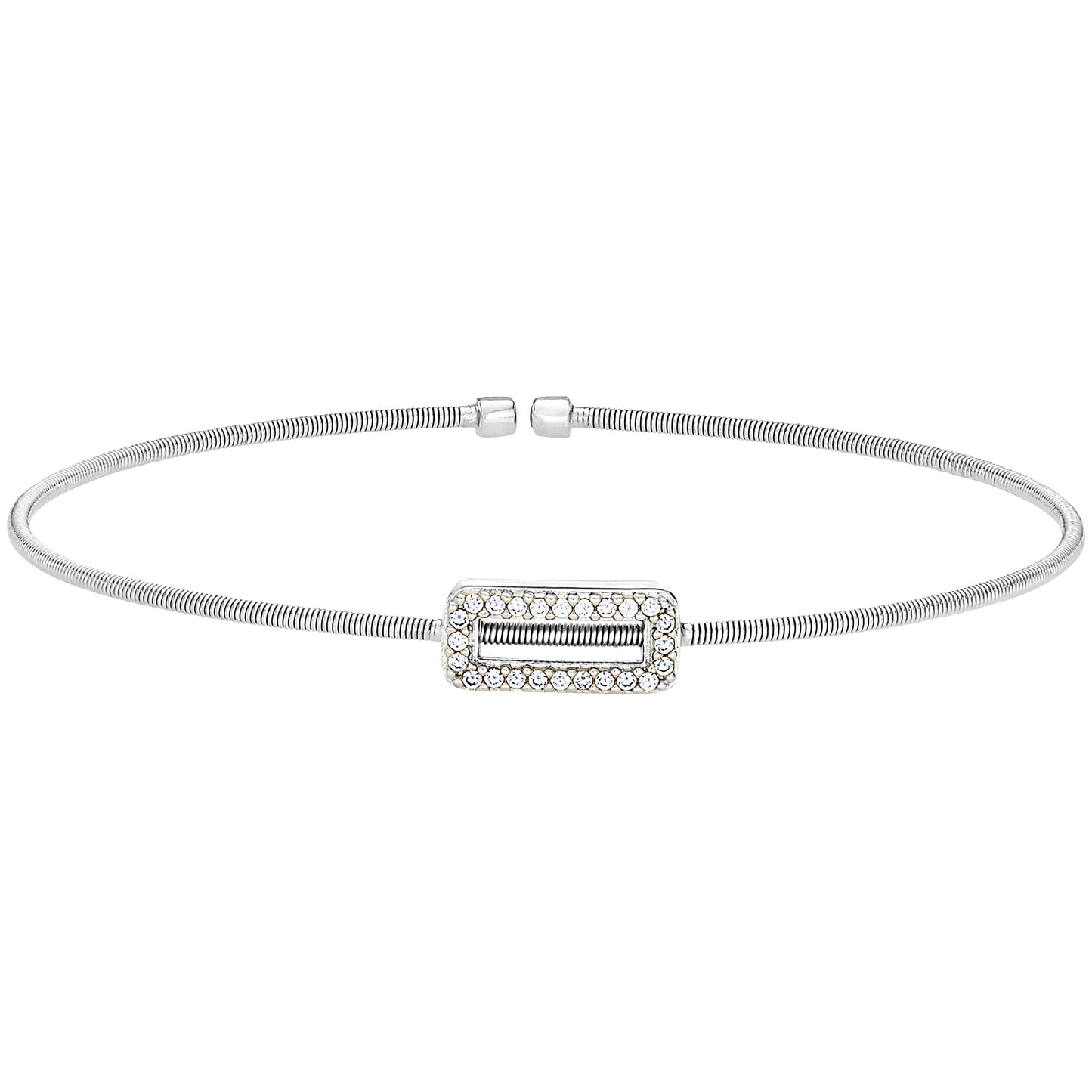 Single Cable Cuff Bracelet with Open Rectangle (LL7067B-RH)