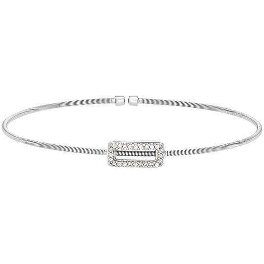 Single Cable Cuff Bracelet with Open Rectangle   (LL7067B-RH)