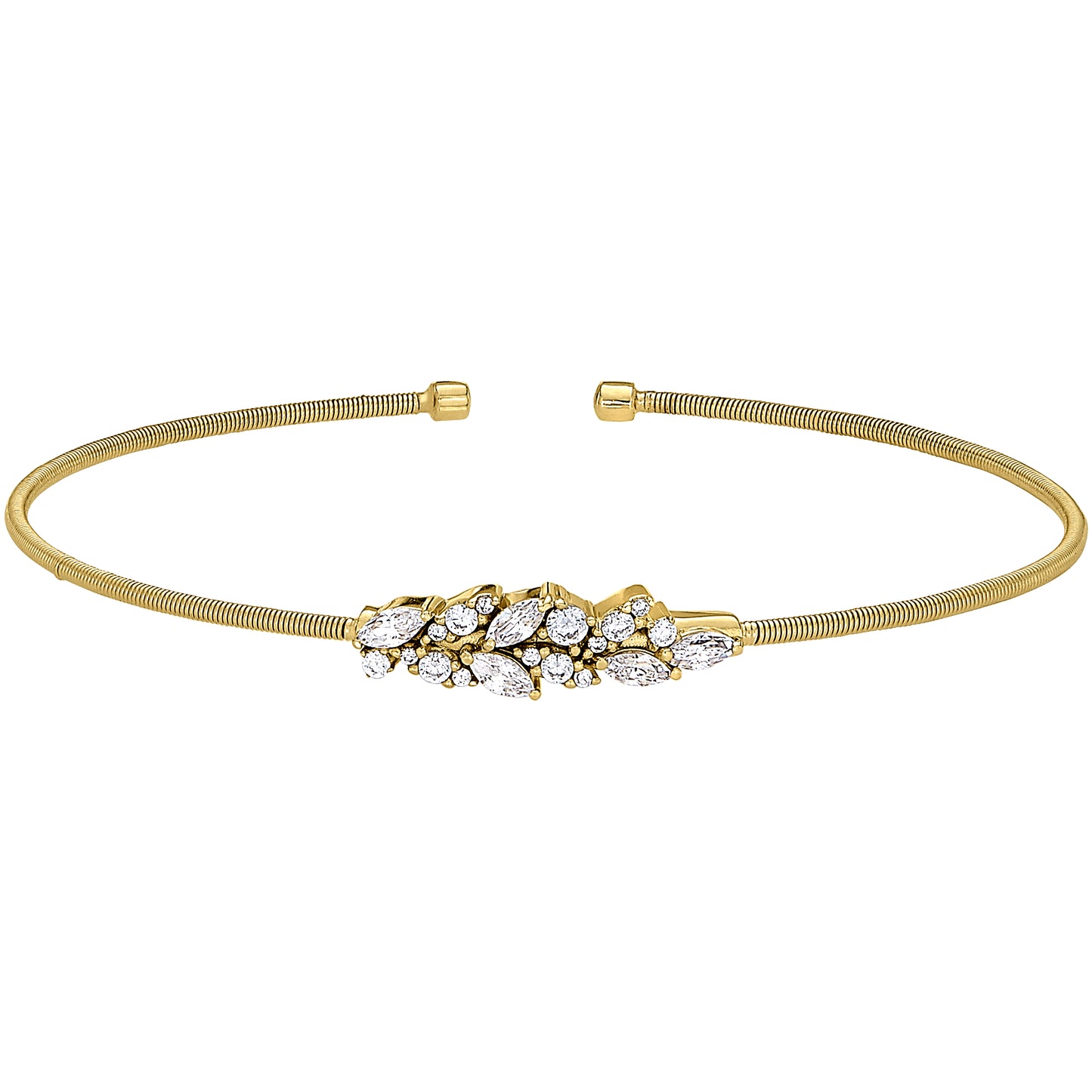 Single Cable Cuff Bracelet with Leaf Pattern (LL7069B-G)