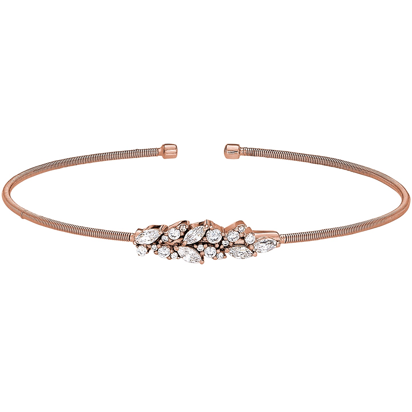 Single Cable Cuff Bracelet with Leaf Pattern (LL7069B-RG)