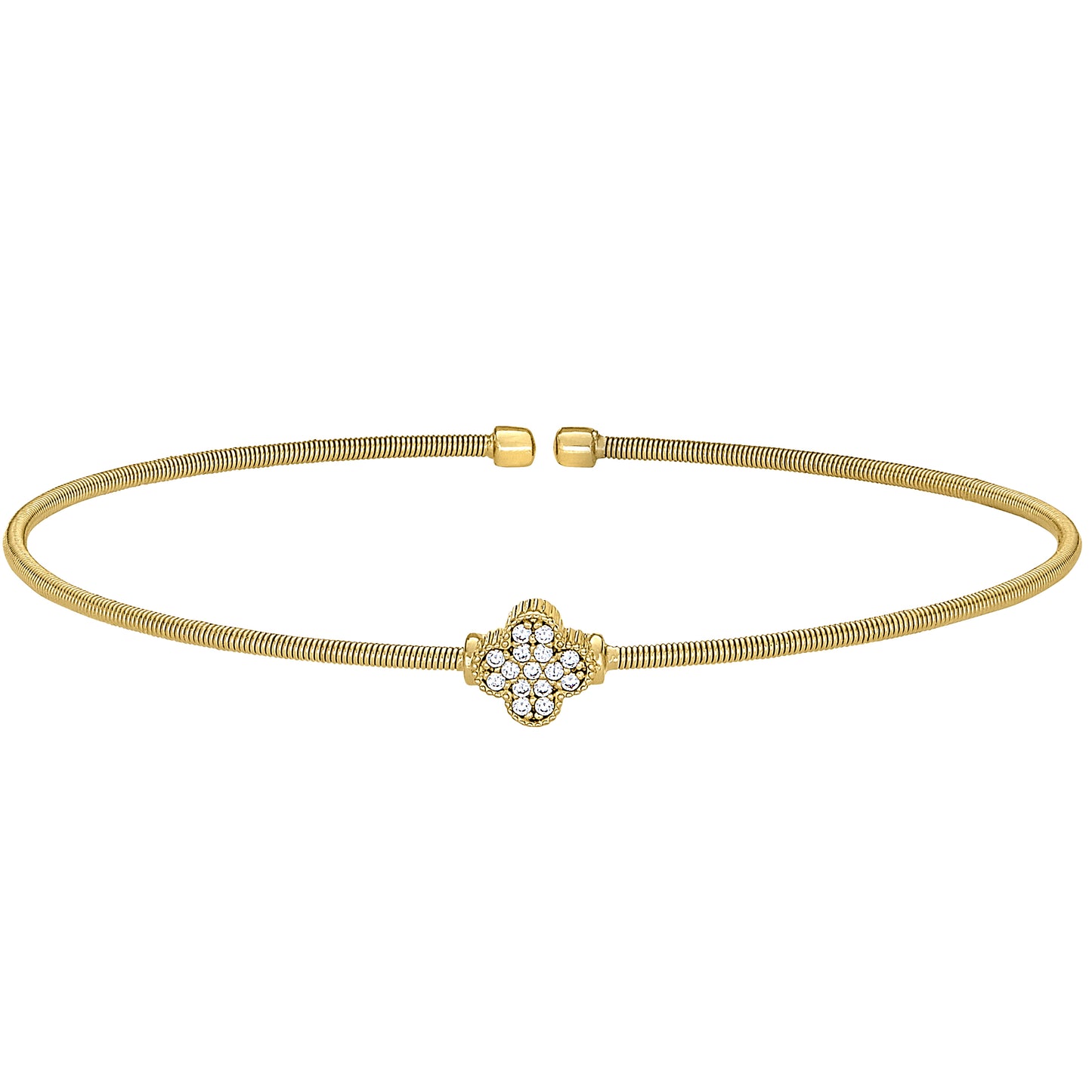 Single Cable Cuff Bracelet with Clover (LL7070B-G)