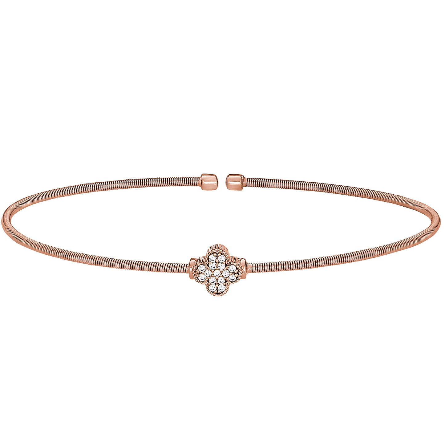 Single Cable Cuff Bracelet with Clover (LL7070B-RG)