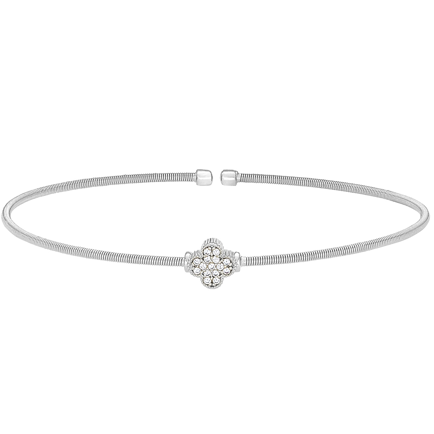 Single Cable Cuff Bracelet with Clover (LL7070B-RH)