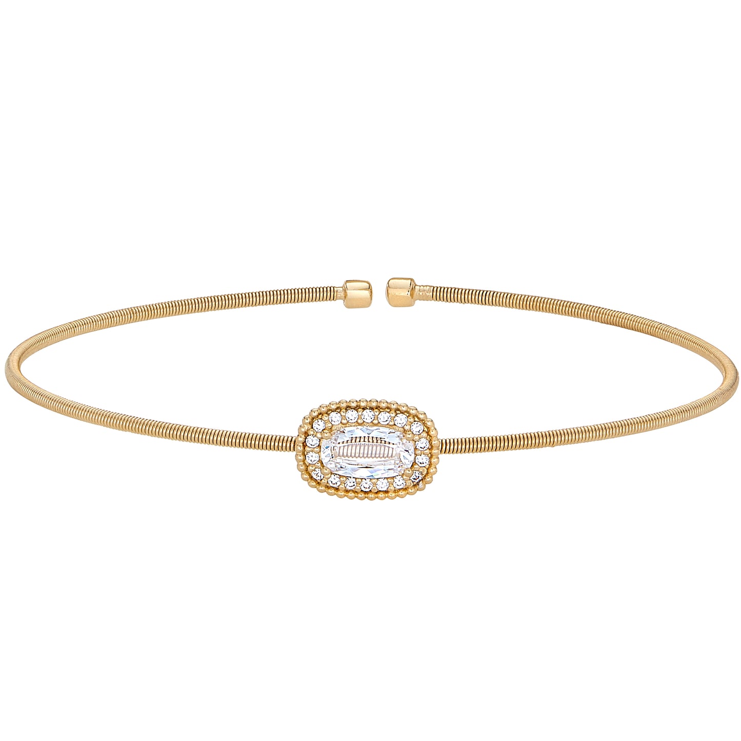 Single Cable Cuff Bracelet with Oval Halo (LL7073B-G)