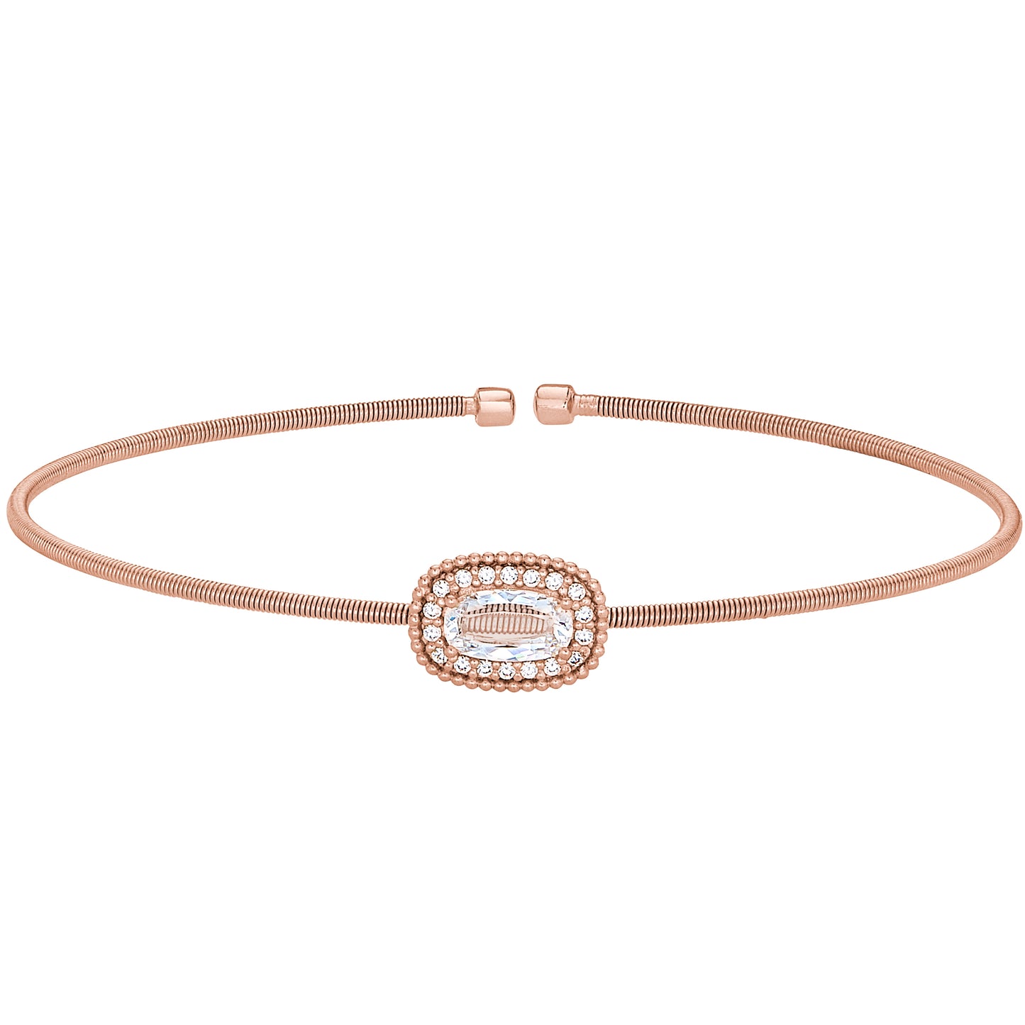 Single Cable Cuff Bracelet with Oval Halo (LL7073B-RG)