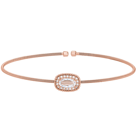 Single Cable Cuff Bracelet with Oval Halo   (LL7073B-RG)