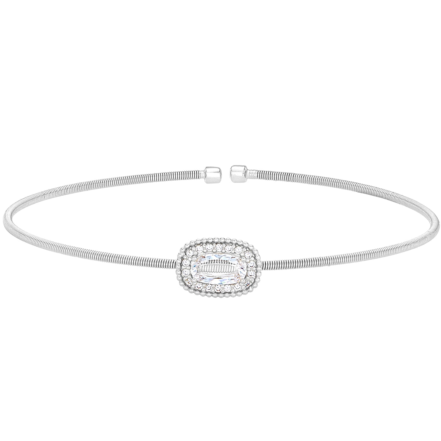 Single Cable Cuff Bracelet with Oval Halo (LL7073B-RH)