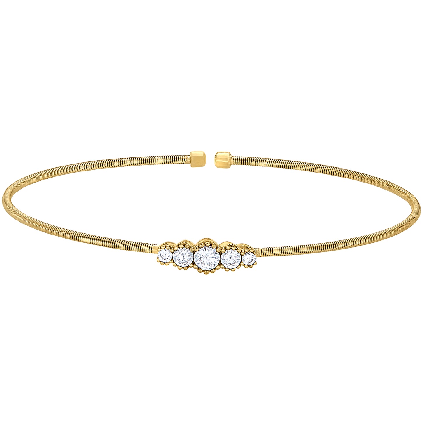 Single Cable Cuff Bracelet with Graduated Five Stones (LL7074B-G)