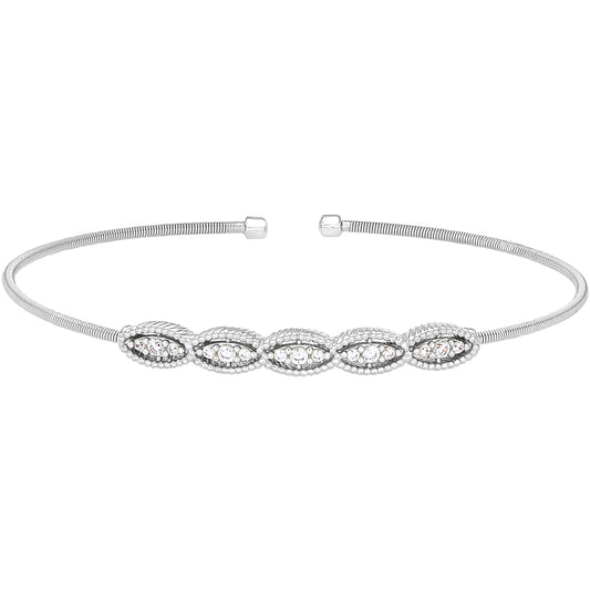 Single Cable Cuff Bracelet with Five Marquise Shapes   (LL7075B-RH)