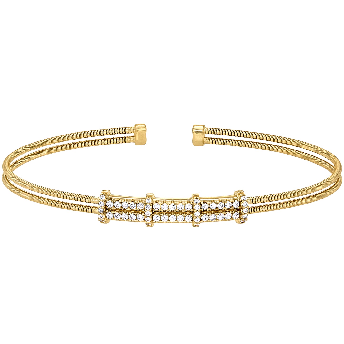 Single Cable Cuff Bracelet with Two Row Pattern (LL7077B-G)