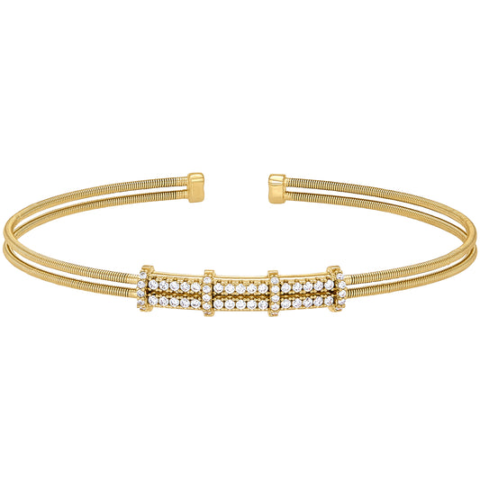 Single Cable Cuff Bracelet with Two Row Pattern   (LL7077B-G)