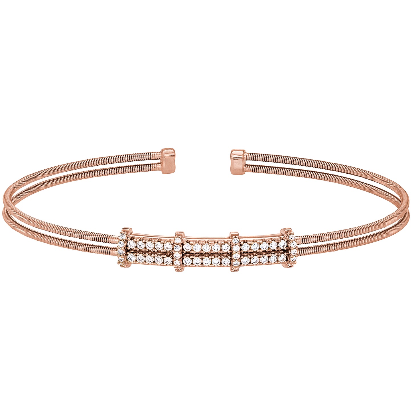 Single Cable Cuff Bracelet with Two Row Pattern (LL7077B-RG)