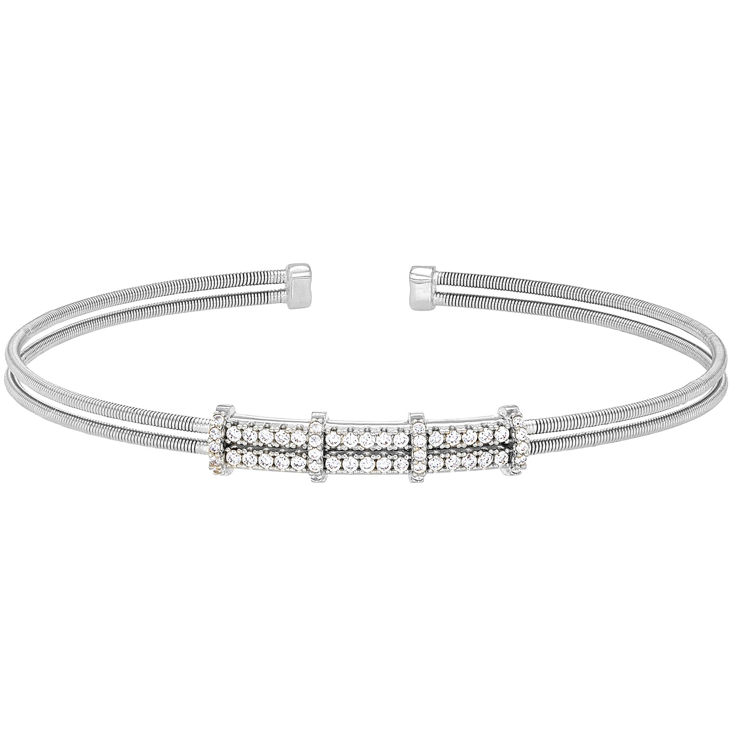 Single Cable Cuff Bracelet with Two Row Pattern (LL7077B-RH)