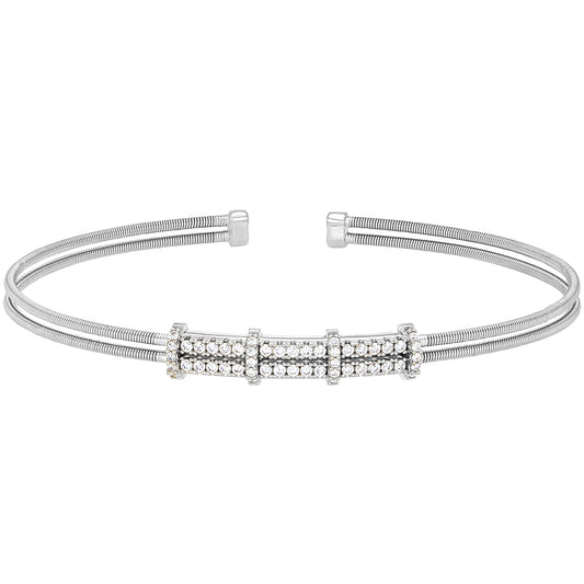 Single Cable Cuff Bracelet with Two Row Pattern   (LL7077B-RH)