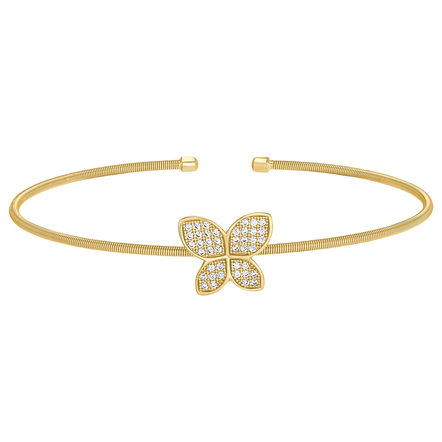 Single Cable Cuff Bracelet with Butterfly (LL7085B-G)