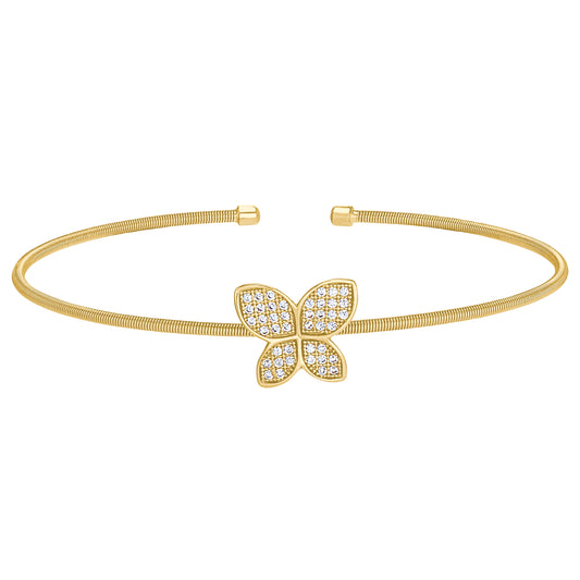 Single Cable Cuff Bracelet with Butterfly   (LL7085B-G)