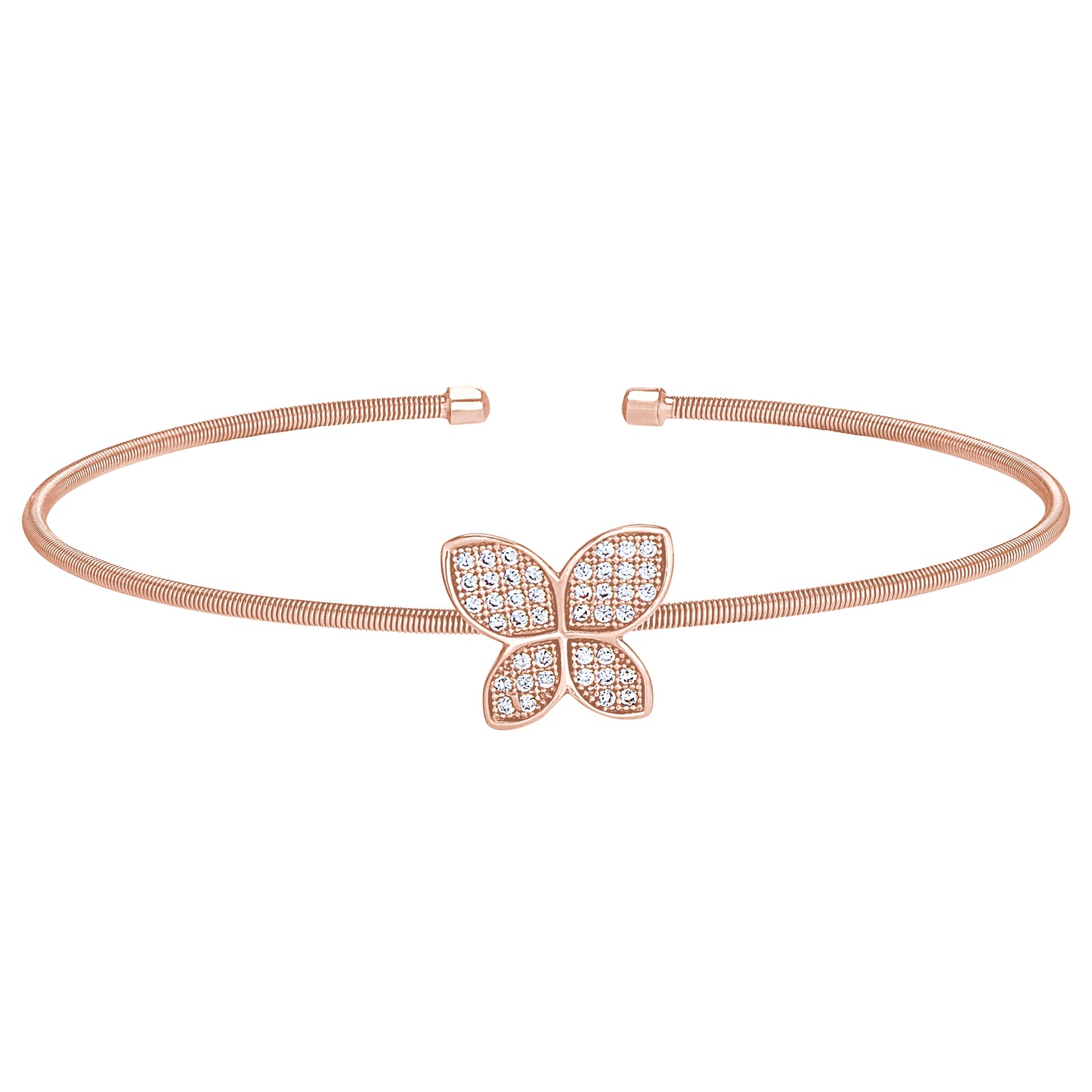 Single Cable Cuff Bracelet with Butterfly (LL7085B-RG)
