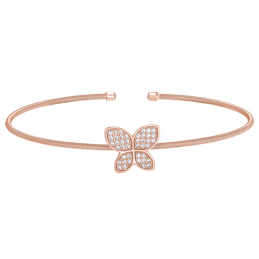 Single Cable Cuff Bracelet with Butterfly   (LL7085B-RG)
