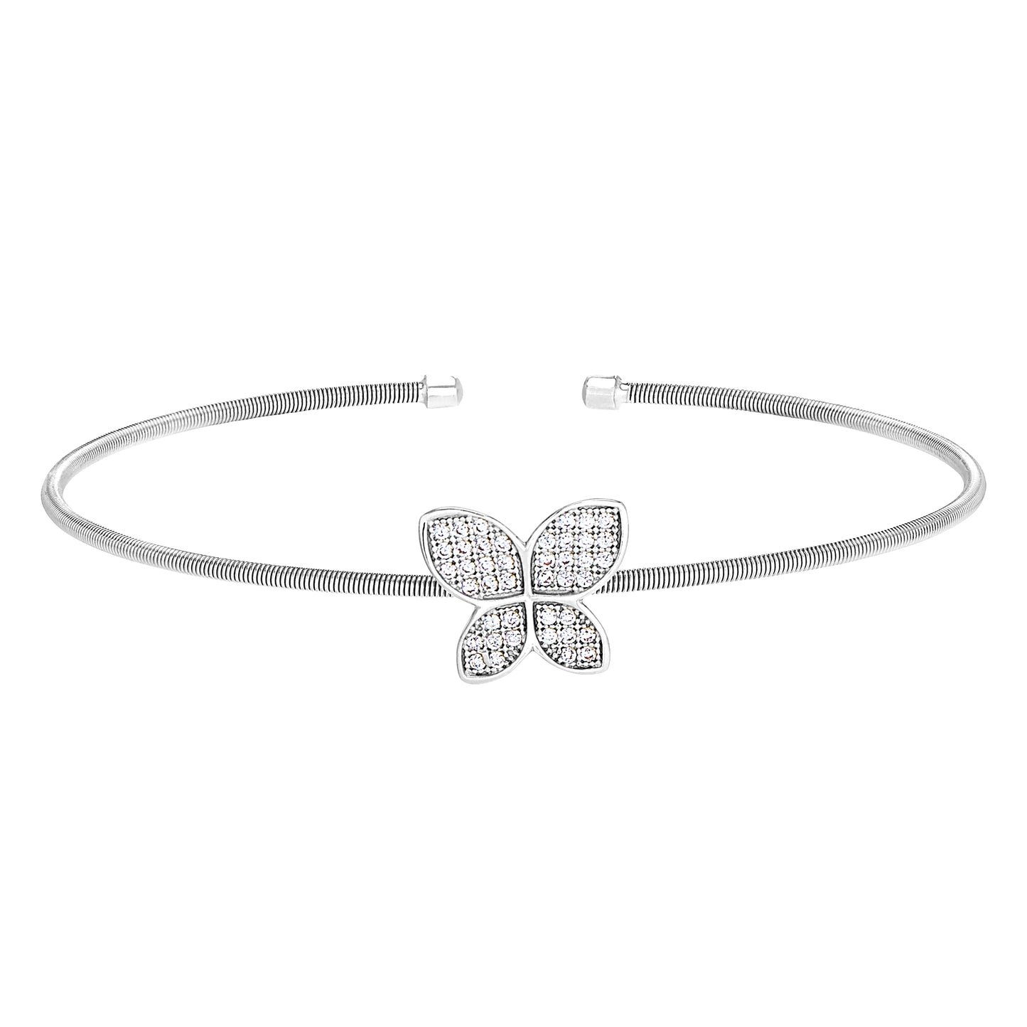 Single Cable Cuff Bracelet with Butterfly (LL7085B-RH)