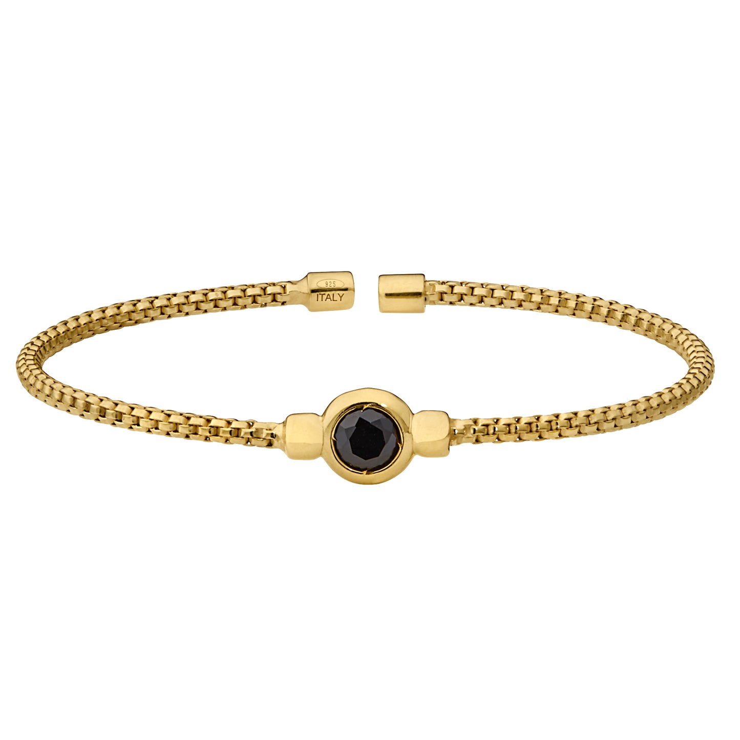 Box Link Cuff Bracelet with Bezel Set Simulated Onyx (LL7102B-G)