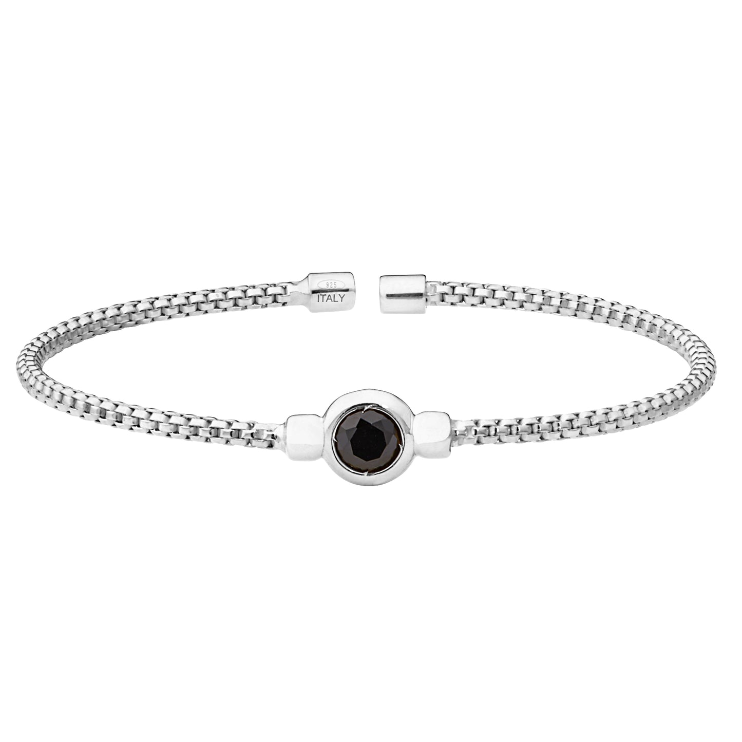 Box Link Cuff Bracelet with Bezel Set Simulated Onyx (LL7102B-RH)