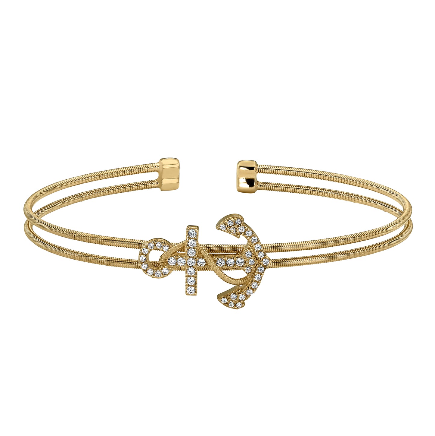 Two Cable Anchor Cuff Bracelet (LL7107B-G)
